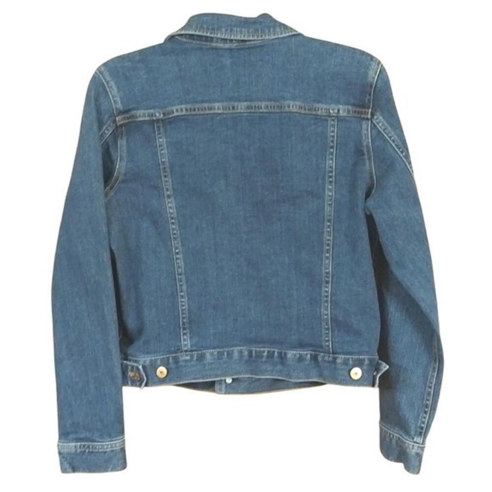J.Crew Mercantile Sz Medium Denim Jean Jacket Embroidered Flowers Med Blue Wash - Picture 8 of 12
